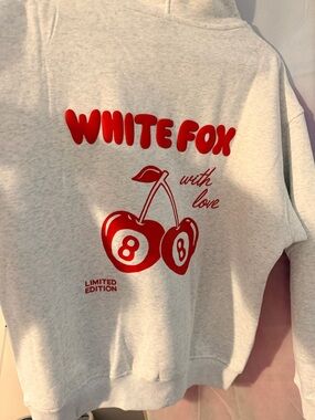 WHITE FOX Limited Edition Cherry Graphic Sweatshirt - Cream with Red Print NWT